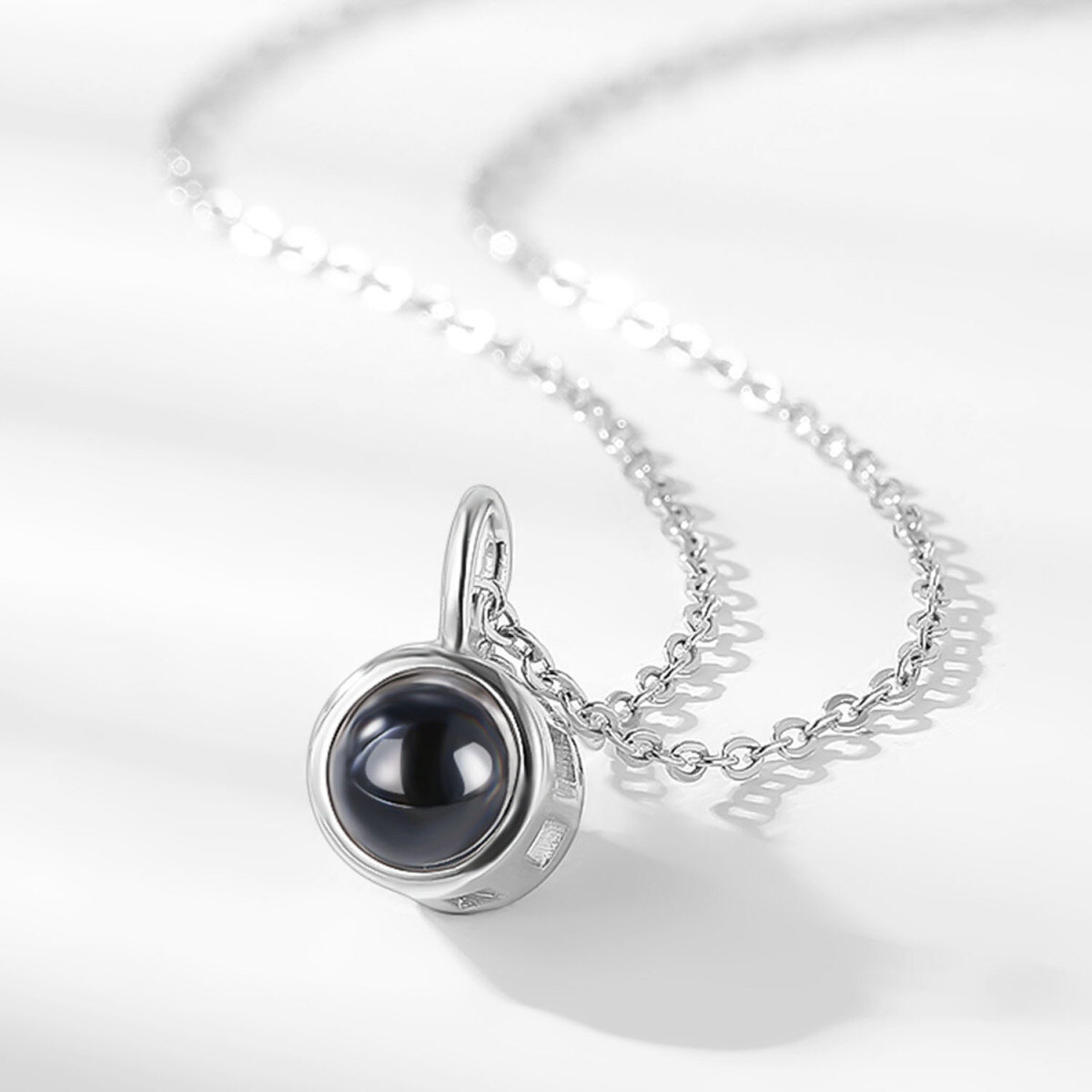 Collana con ciondolo a proiezione personalizzata in pietra di proiezione in argento sterling per le donne-4