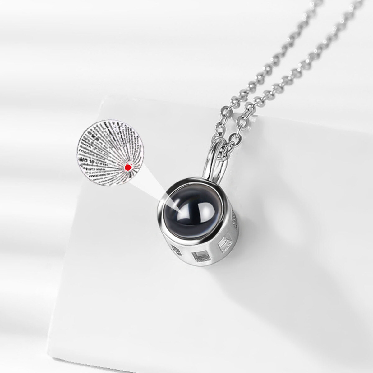 Collana con ciondolo a proiezione personalizzata in pietra di proiezione in argento sterling per le donne-5