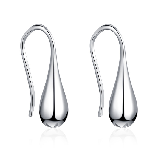 Sterling Silver Pull Through Drop Shape Drop Earrings