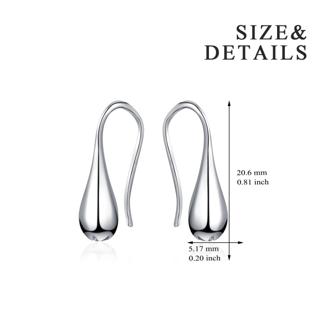 Sterling Silver Pull Through Drop Shape Drop Earrings-5