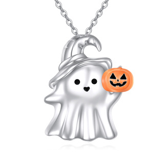 Sterling Silver Pumpkin Pendant Necklace-2