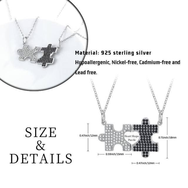 Plata de ley Cubic Zirconia Puzzle Collar Colgante-5