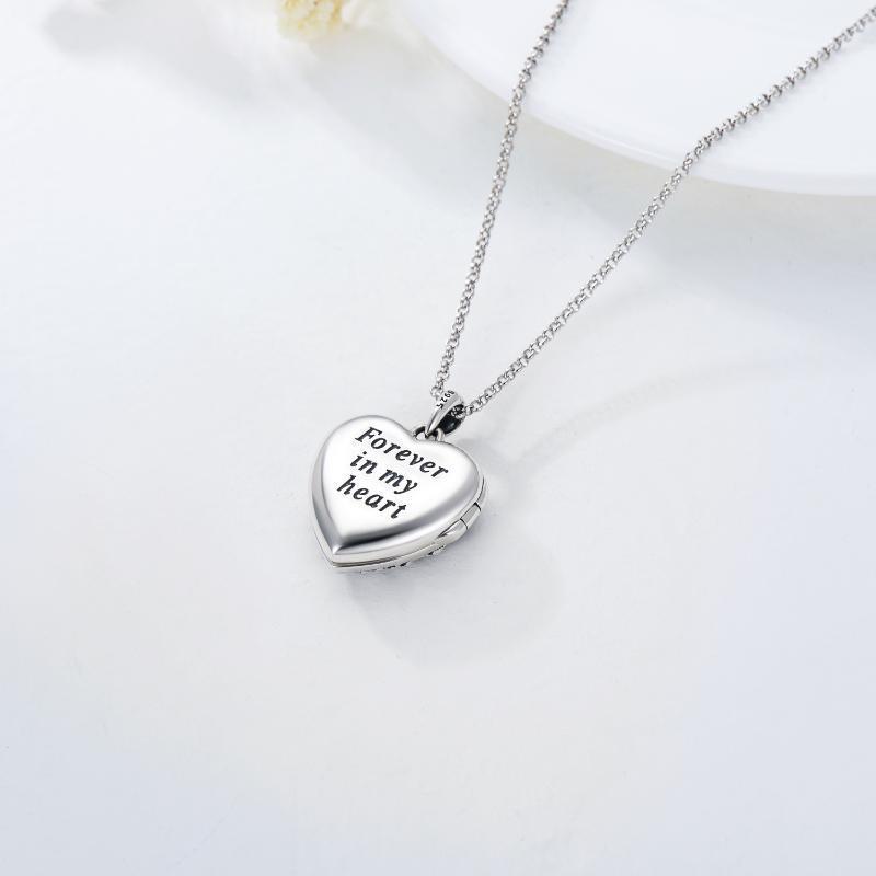 Colar de prata esterlina com medalhão fotográfico personalizado com coelho e coração e pal-5