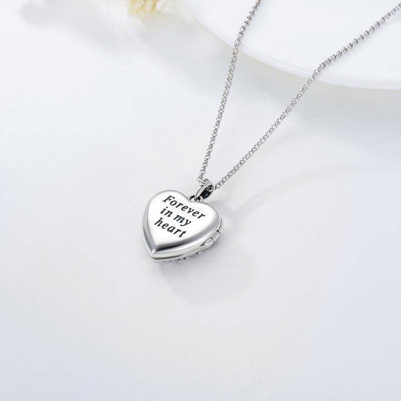 Sterling Silver Rabbit & Heart Personalized Photo Locket Necklace with Engraved Word-5