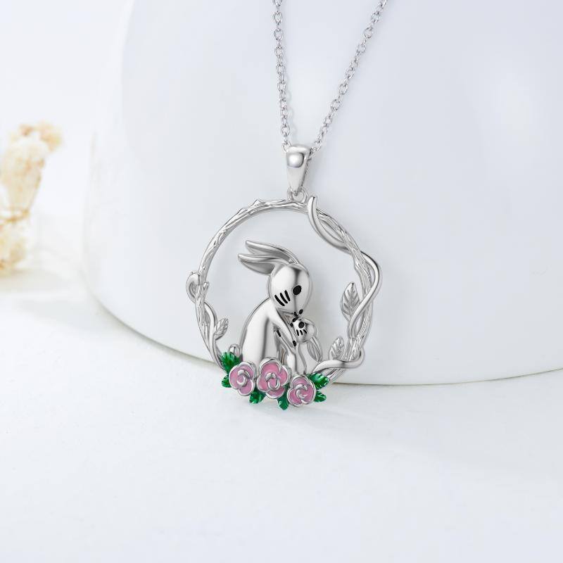 Sterling Silver Rabbit Pendant Necklace-3