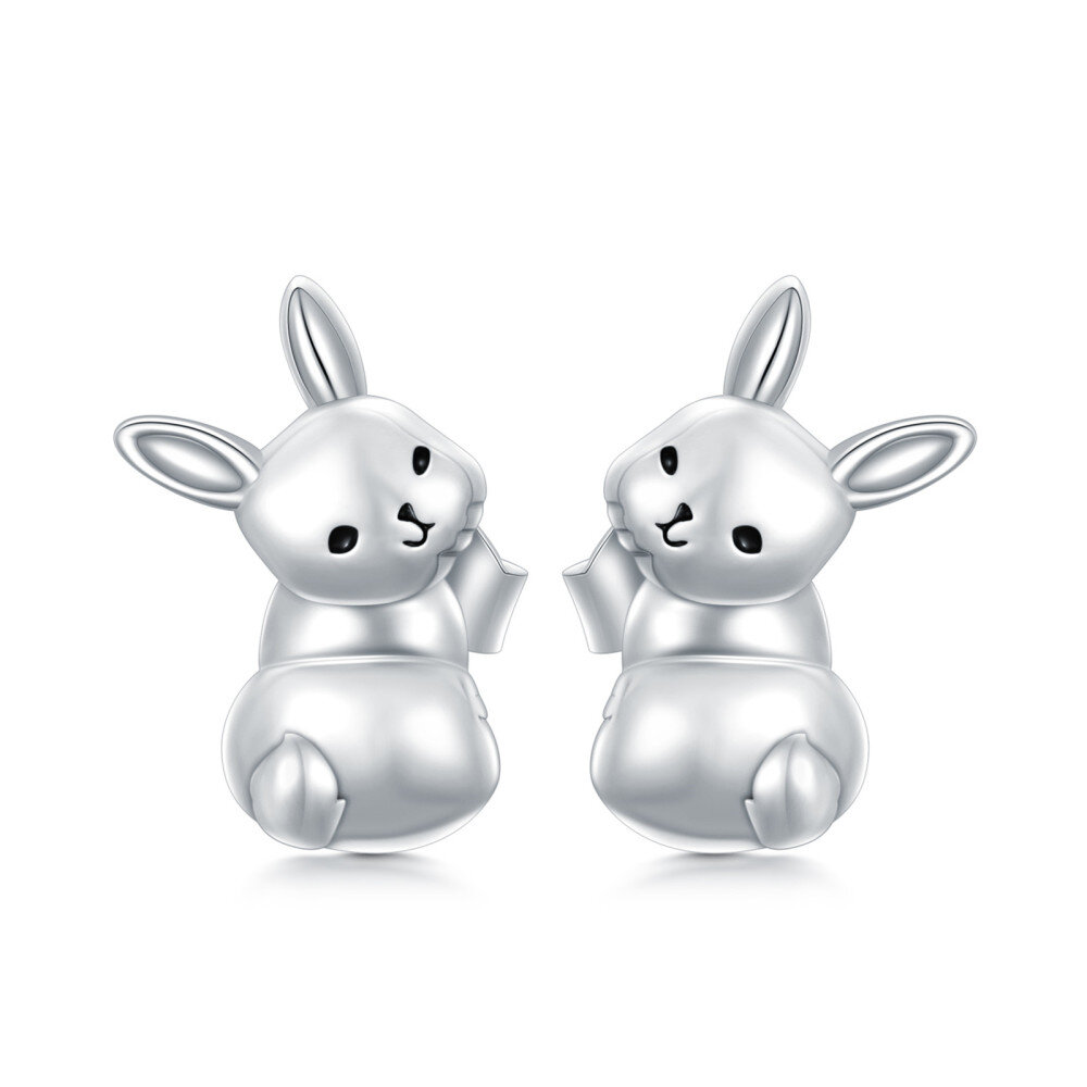 Sterling Silver Rabbit Stud Earrings-1