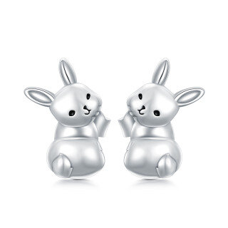 Sterling Silver Rabbit Stud Earrings-30