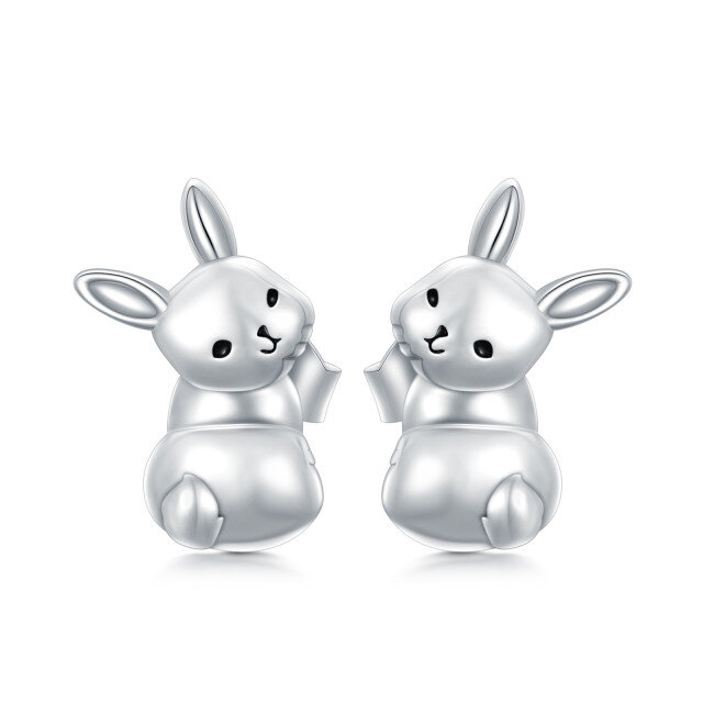 Boucles d'oreilles en argent sterling en forme de lapin-1