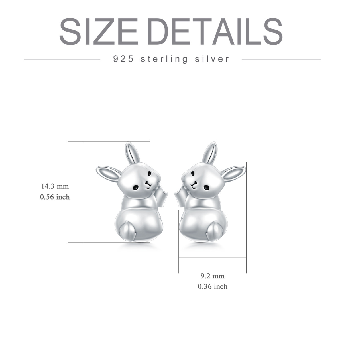 Sterling Silver Rabbit Stud Earrings-5