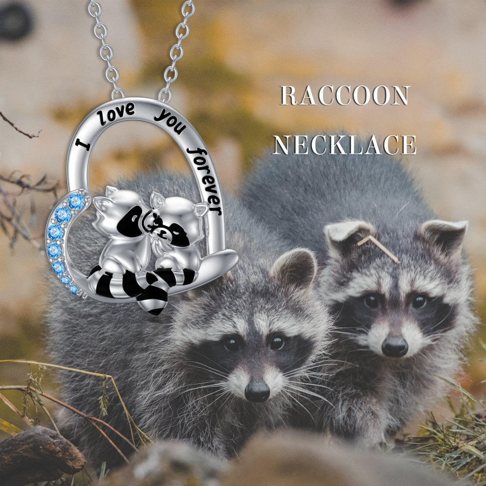 Colar de prata esterlina com zircónio cúbico e pingente de coração com palavra gravada-3