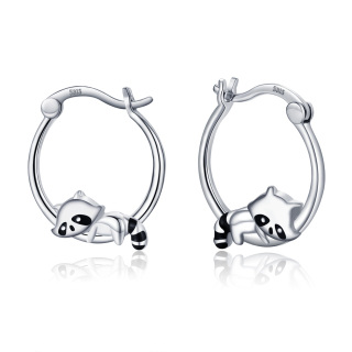 Sterling Silver Raccoon Hoop Earrings-29