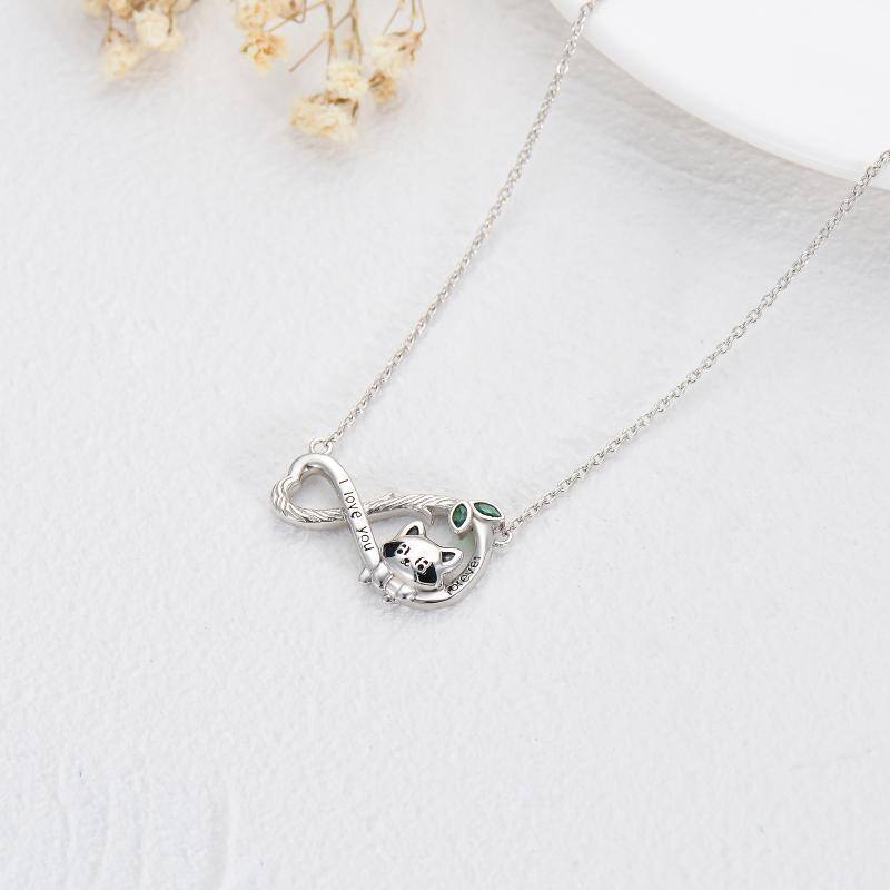 Collier en argent sterling avec pendentif en zircon cubique représentant un raton laveur e-5