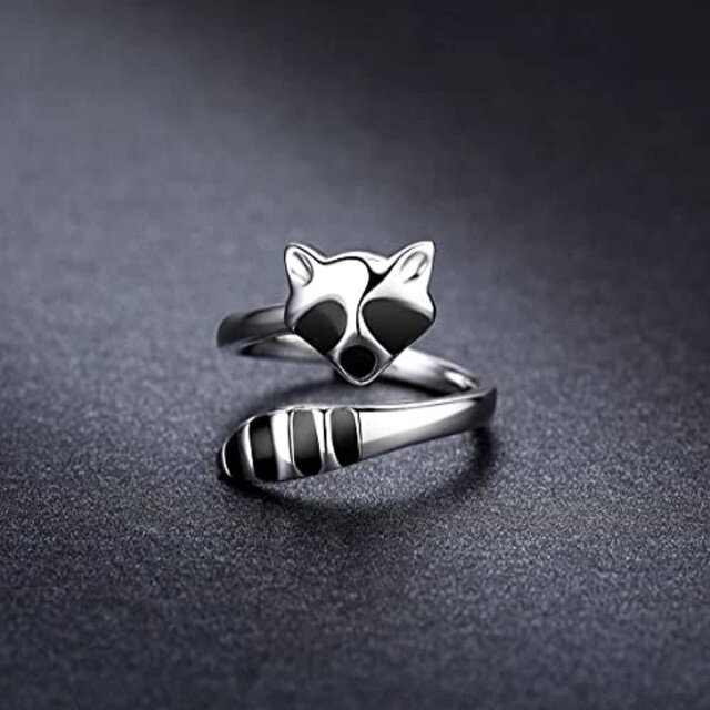 Bague ouverte en argent Sterling Raccoon-4