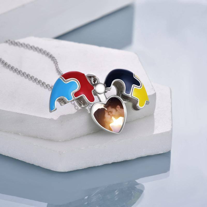 Collier en argent sterling avec pendentif photo personnalisé en forme de coeur arc-en-ciel-3