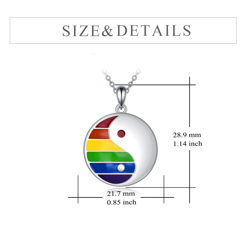 Collier en argent sterling avec pendentif arc-en-ciel et rond-5