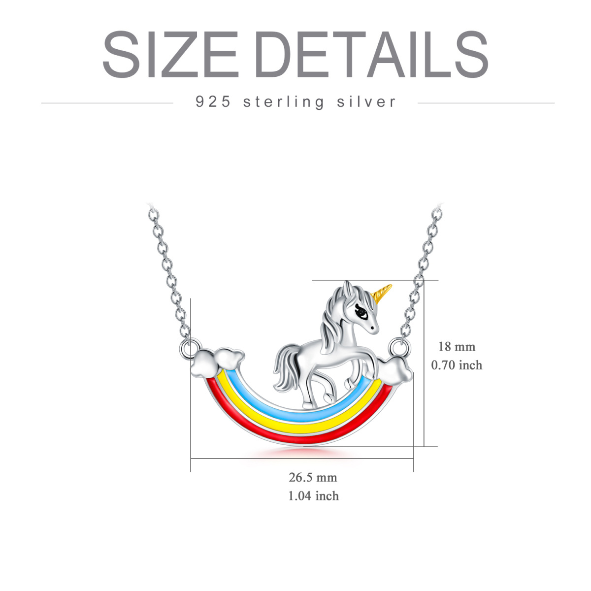 Collier en argent sterling avec pendentif arc-en-ciel et licorne-5