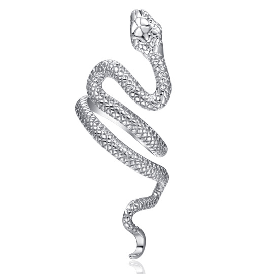 Anello aperto con serpente a sonagli in argento sterling