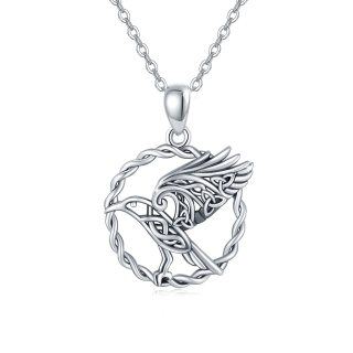 Sterling Silver Raven & Celtic Knot Pendant Necklace-3