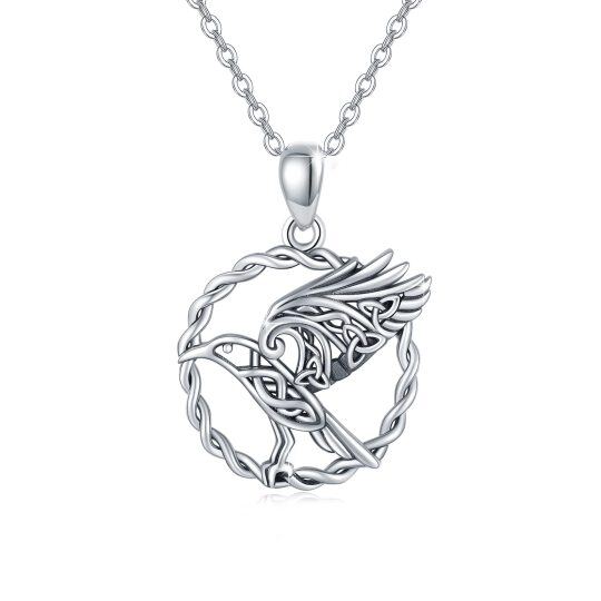 Sterling Silver Raven & Celtic Knot Pendant Necklace