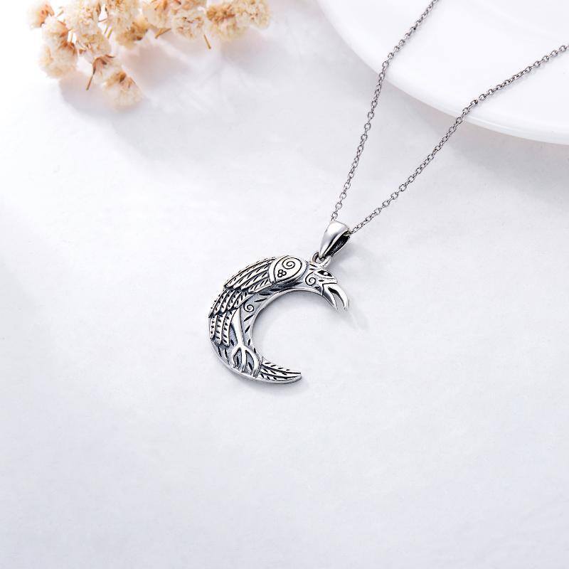 Sterling zilveren raaf & maan hanger ketting-4