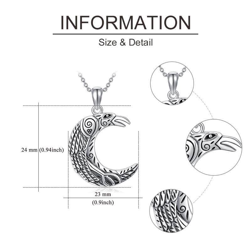 Sterling Silber Rabe & Mond Anhänger Halskette-5