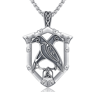 Sterling Silver Raven Pendant Necklace-37