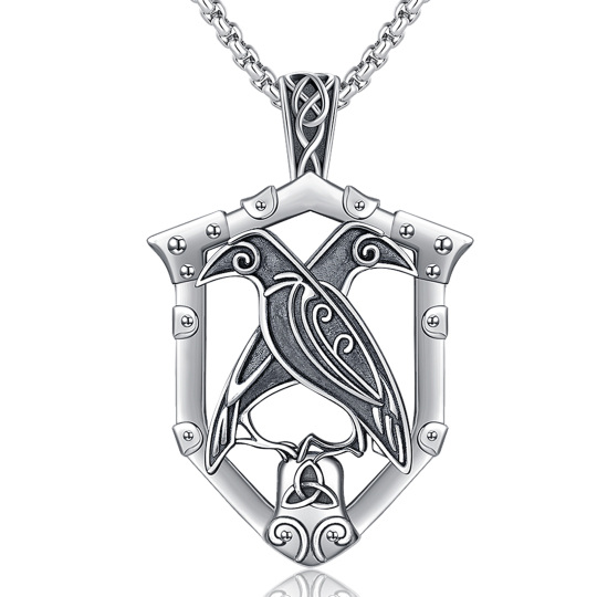 Collana con ciondolo a forma di corvo in argento sterling