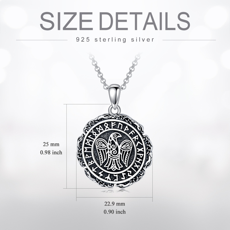 Collier en argent sterling avec pendentif corbeau et rune viking-5