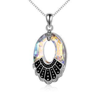 Sterling Silver Two-tone Ginsberg Collar Crystal Necklace for Women Men-9