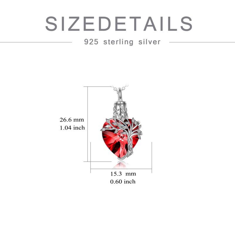 Sterling Silver Heart Crystal Tree Of Life Cremation Urn Necklace For Ashes-5