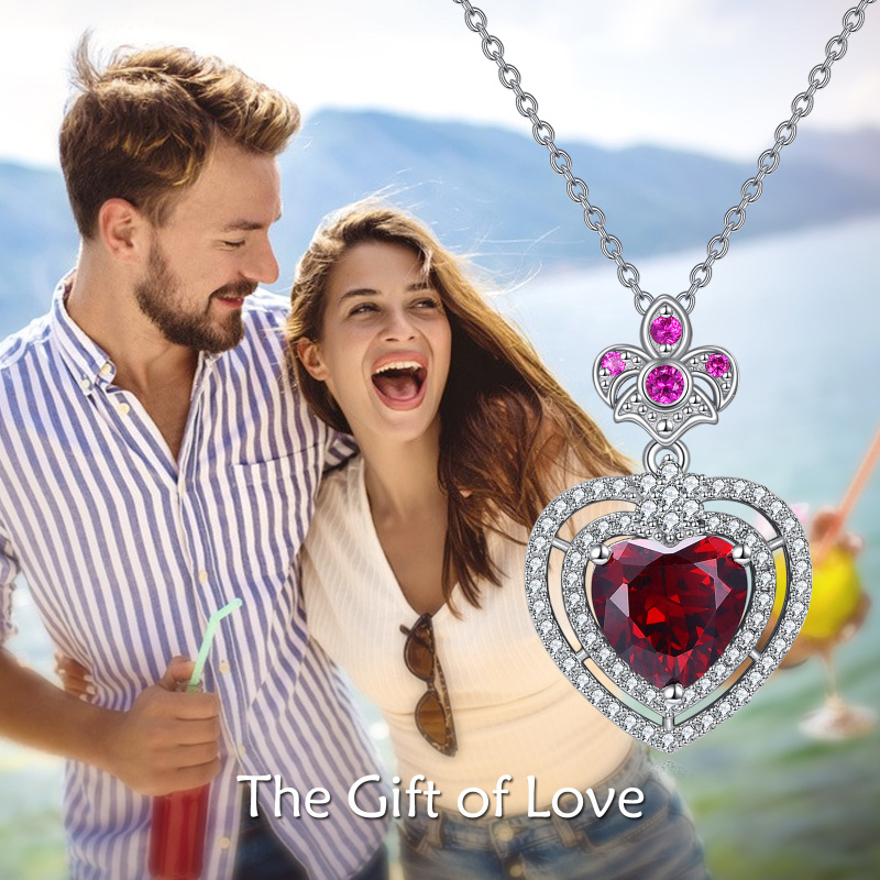 Collar con colgante de circonita cúbica en forma de corazón de plata esterlina para mujer-6