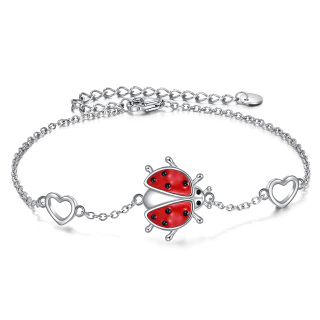 Sterling Silver Red Ladybug Single Layer Anklet-47