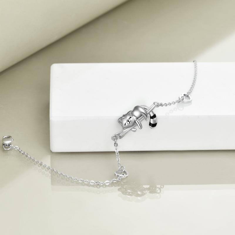 Pulseira com pingente de panda vermelho em prata de lei-3