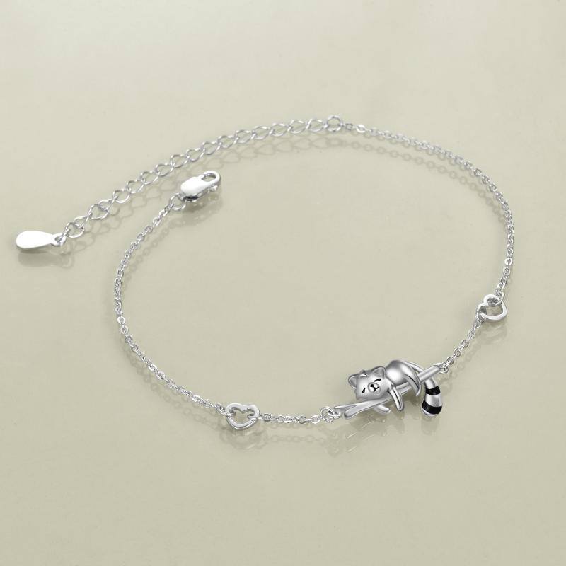 Pulseira com pingente de panda vermelho em prata de lei-4