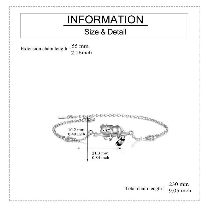 Pulseira com pingente de panda vermelho em prata de lei-5