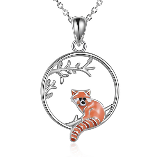 Collier en argent sterling avec pendentif panda rouge