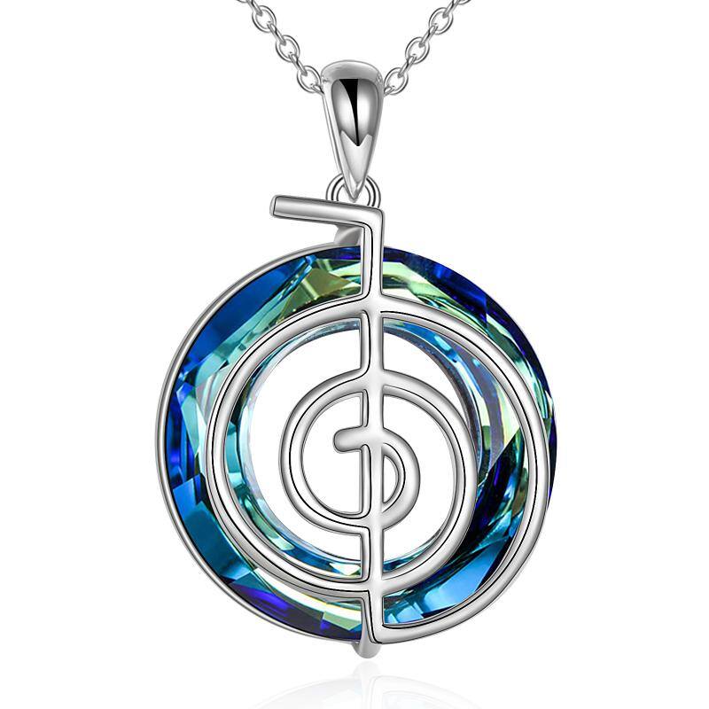 Sterling Silber Reiki Cho Ku Rei Symbol Kristall Anhanger Halskette