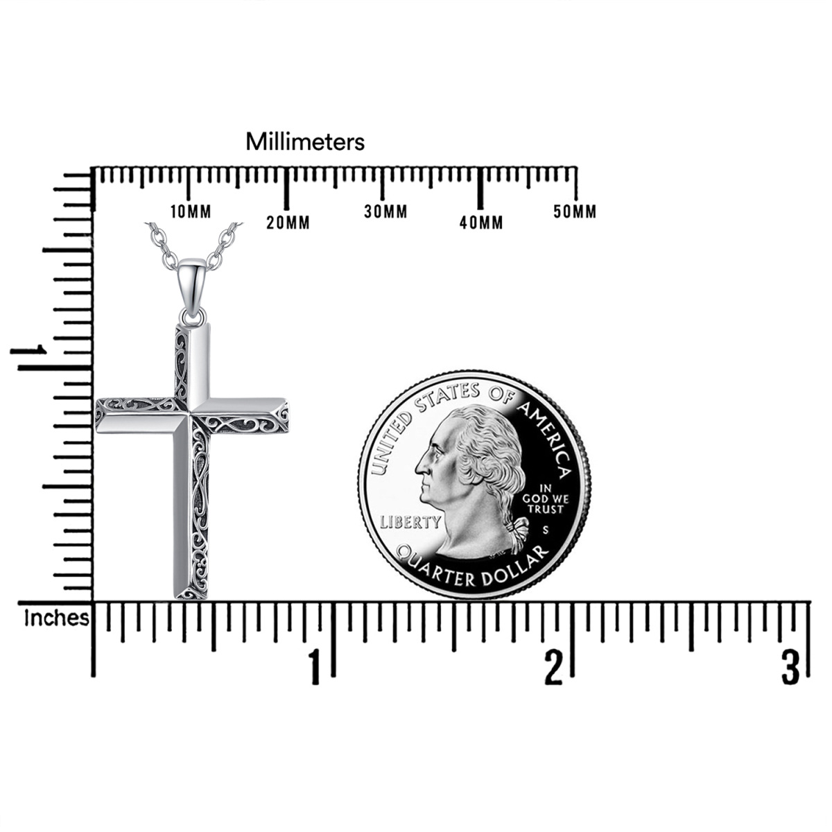 Halskette mit Retro-Kreuz-Anhänger aus Sterlingsilber für Damen und Herren-5