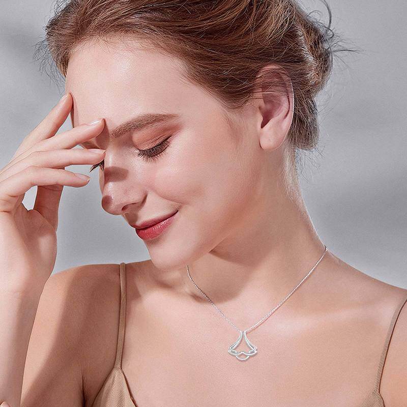 Colar com pingente e suporte de anel de prata esterlina-3