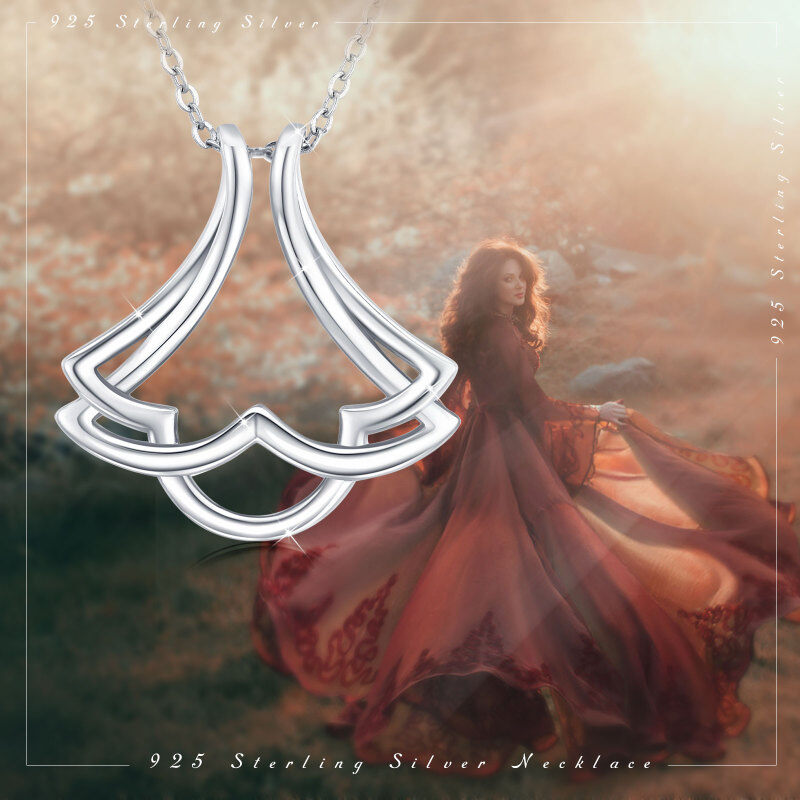 Colar com pingente e suporte de anel de prata esterlina-5