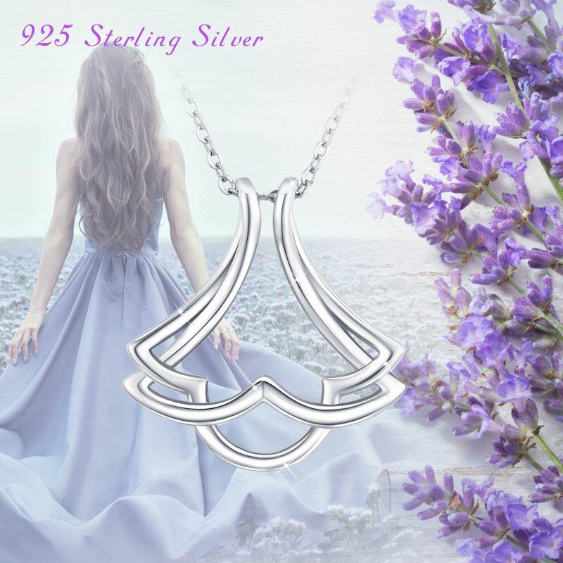 Colar com pingente e suporte de anel de prata esterlina-6