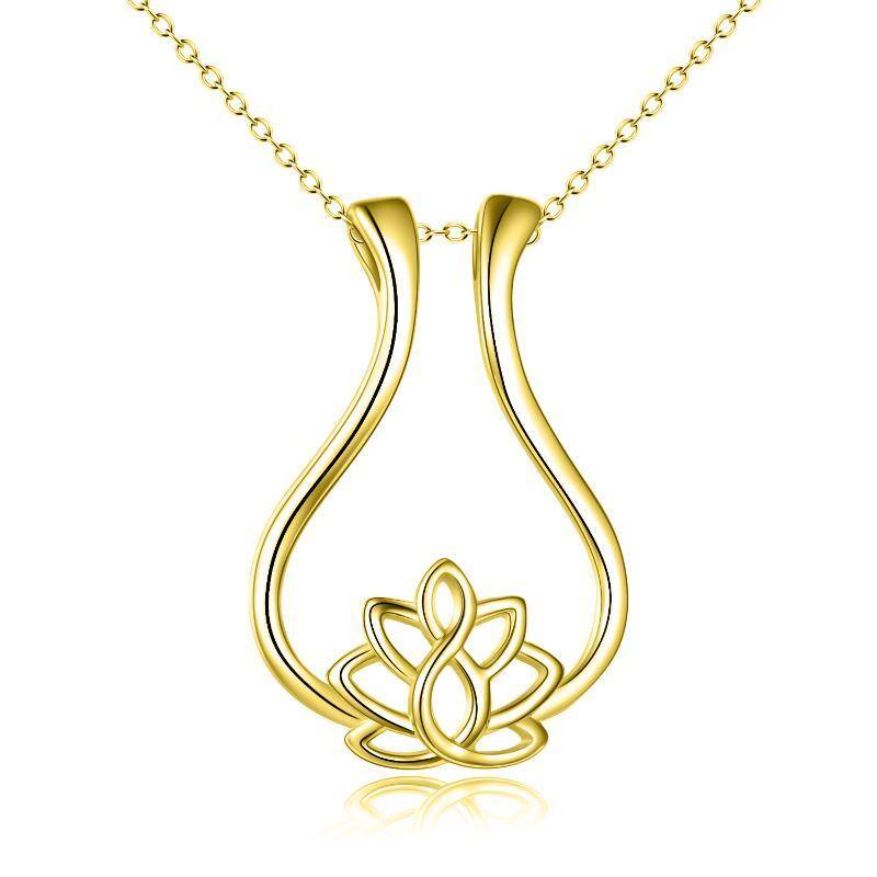 Gold Vermeil Lotus Ring Holder Necklace for Women-1