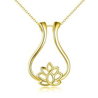 Gold Vermeil Lotus Ring Holder Necklace for Women-30