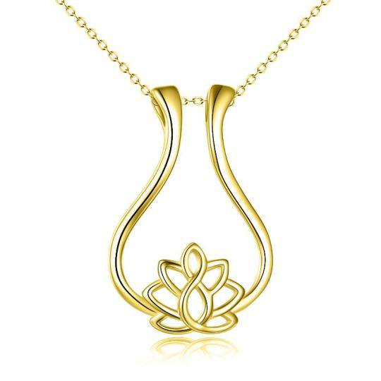 Collier porte-bague en or vermeil avec motif lotus pour femme