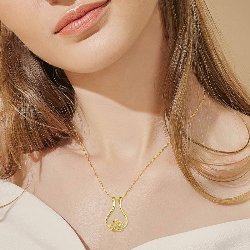 Gold Vermeil Lotus Ring Holder Necklace for Women-2