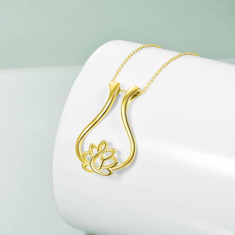 Gold Vermeil Lotus Ring Holder Necklace for Women-3