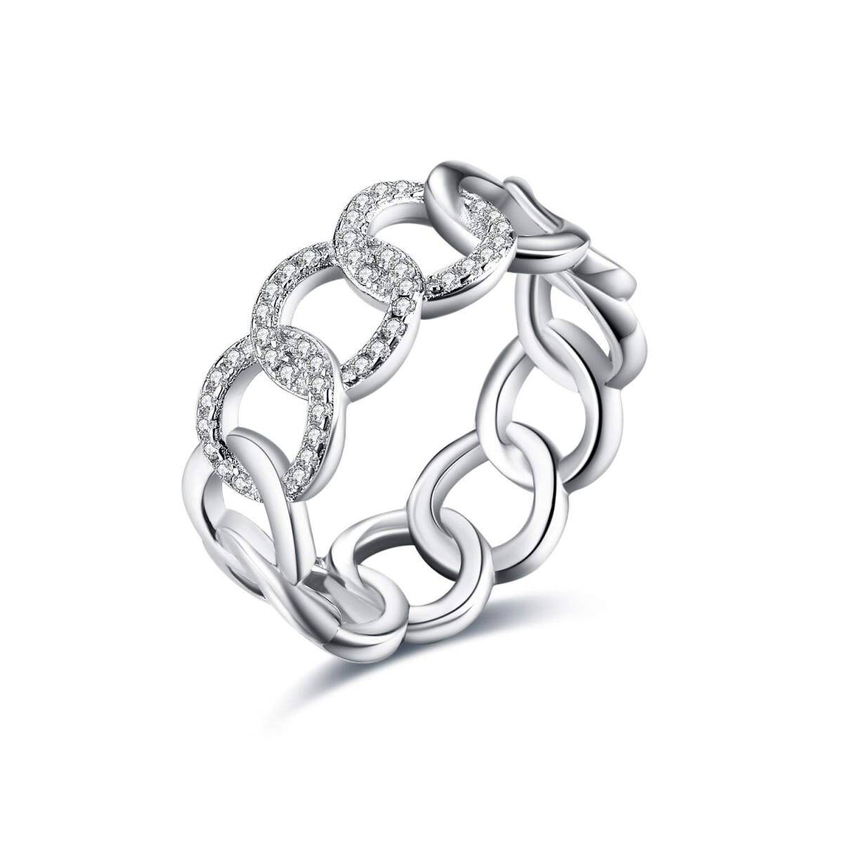 Sterling Silver Cubic Zirconia Celtic Knot Ring-1