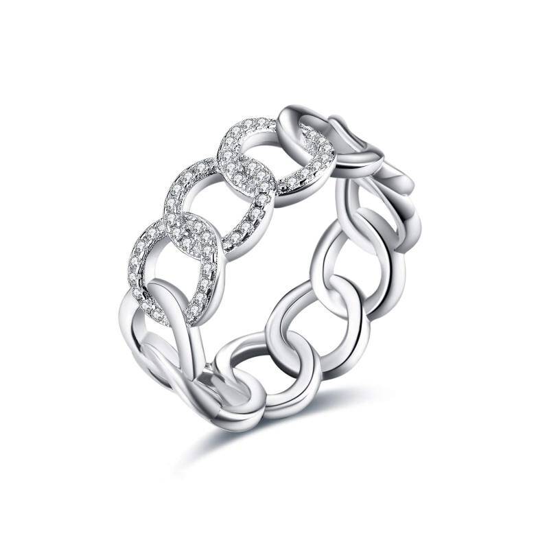 Sterling Silver Cubic Zirconia Celtic Knot Ring-6