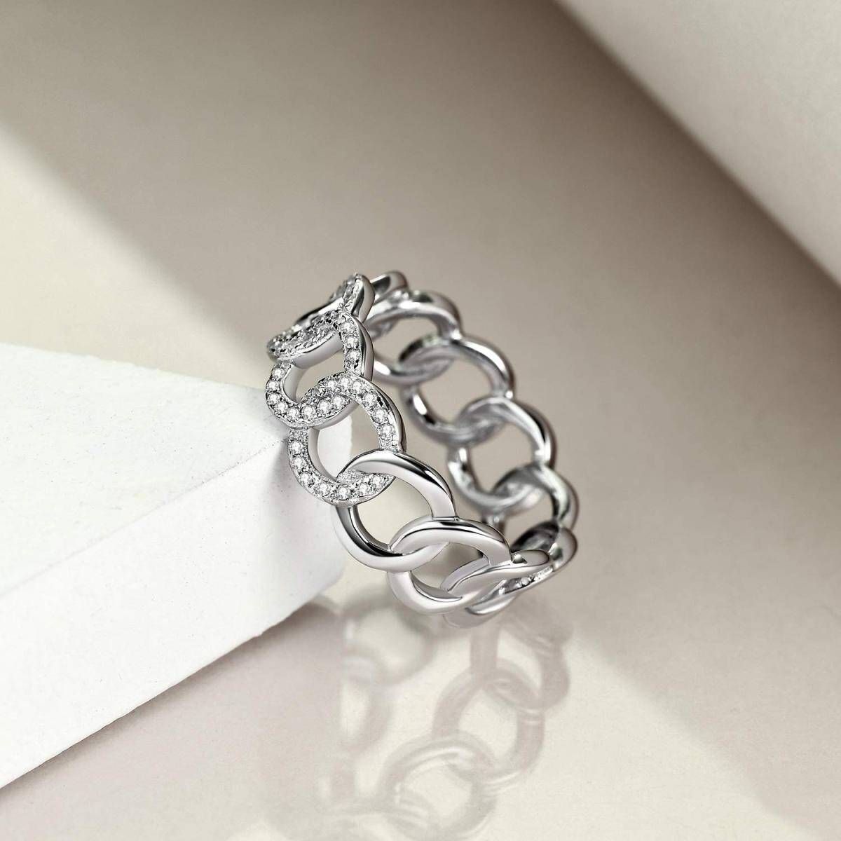 Sterling Silver Cubic Zirconia Celtic Knot Ring-4