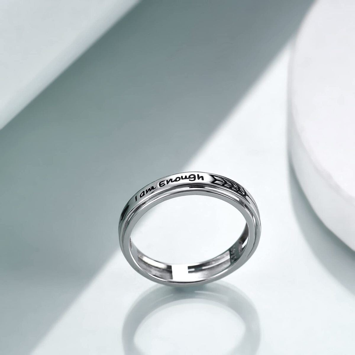 Bague en argent sterling avec mot gravé-3